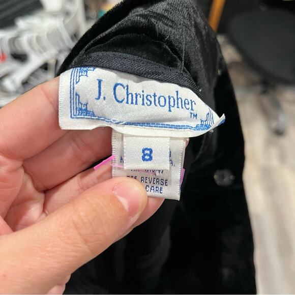 Vintage J Christopher Black Velvet Velour Midi Skirt Womens XS Rayon Modest - Picture 4 of 8